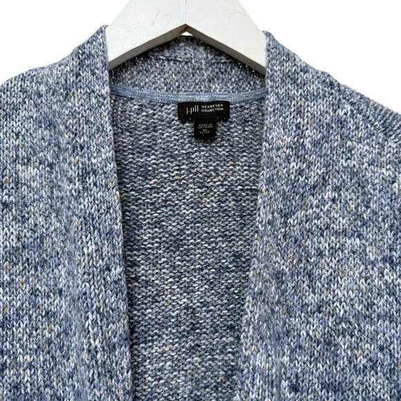 J. JILL Long Cardigan Size XL Petite Blue Heather Open Front Duster Cotton Blend - Picture 4 of 8
